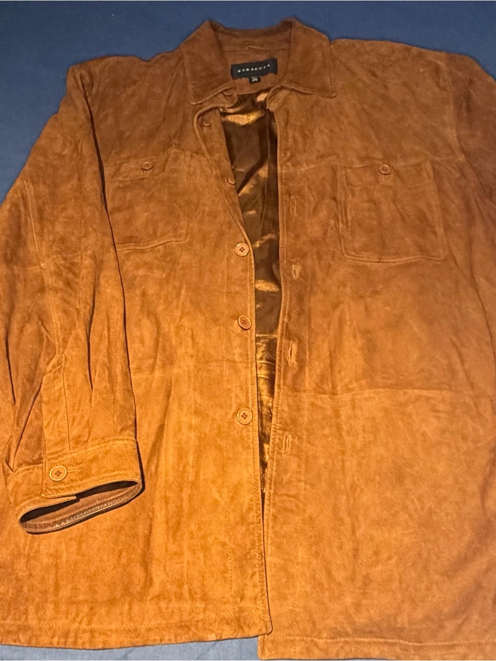 Suede Shirt Jacket in Chestnut Brown by Landsend